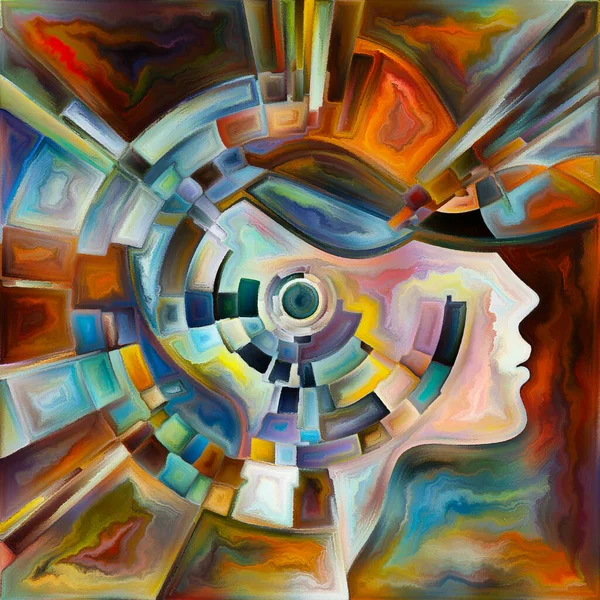 Εσωτερική Χρωματική Διαστημική Σειρά Εσωτερική Εικόνα Έννοιας Puzzle Χρώματα Ένα — Φωτογραφία Αρχείου
