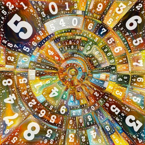 Paint Numbers Series Abstract Colorful Painting Disk Rays Arches Radiating — Stock Photo, Image