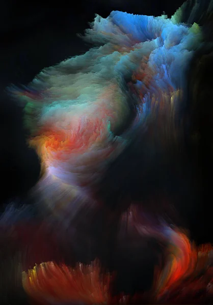 色の開花 創造性 芸術の主題に関する暗い背景を背景にしたカラフルな塗料のキャンバス — ストック写真