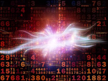 Dijital Sinyal Serisi. Fraktal patlama, sayıların ve ışıkların dijital teknoloji ve iletişim konularındaki bileşimi