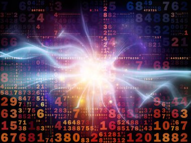 Dijital Sinyal Serisi. Fraktal patlama, sayıların ve ışıkların dijital teknoloji ve iletişim konularındaki bileşimi