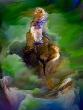 Iris 'li Tao. Fraktal boya ve iris çiçeğinin doğa güçleri, yaratıcılık ve sanat konularına dönüştürülmesi.