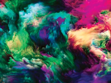 Renkli girdap serisi. Yaşam, yaratıcılık ve sanatla ilgili tuval üzerinde sıvı boyanın renkli hareketlerinin grafiksel bileşimi