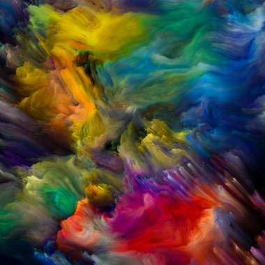 Renkli girdap serisi. Yaşam, yaratıcılık ve sanatın yerleşimlerine uygun tuvalde sıvı boyanın rengarenk hareketlerinin düzenlenmesi