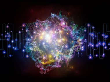 Rakamlar, düğümler, bağlayıcılar ve ışık bileşimi ağ ve modern teknoloji konularında