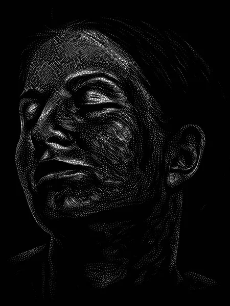 Serie Stipple Portrait Studio Arte Volto Una Giovane Donna Fatto — Foto Stock