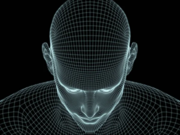 Ανθρώπινο Πρόσωπο Close Render Συρματόπλεγμα Για Χρήση Εικονογραφήσεις Σχετικά Την — Φωτογραφία Αρχείου