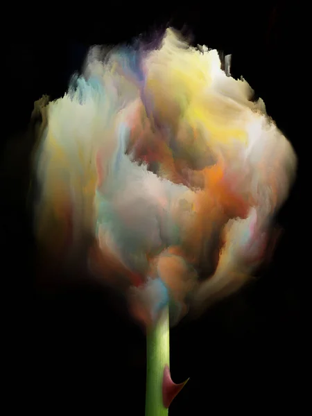 Květiny Barevné Série Bloom Fractal Paint Black Subject Joy Creativity — Stock fotografie