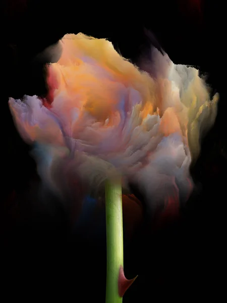 Flores Serie Color Flor Pintura Fractal Sobre Negro Sobre Temas — Foto de Stock