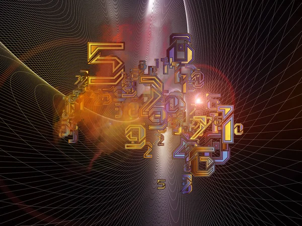 Digits of Matter. Abstract elements and lights composition on subject of science, education and modern technology.