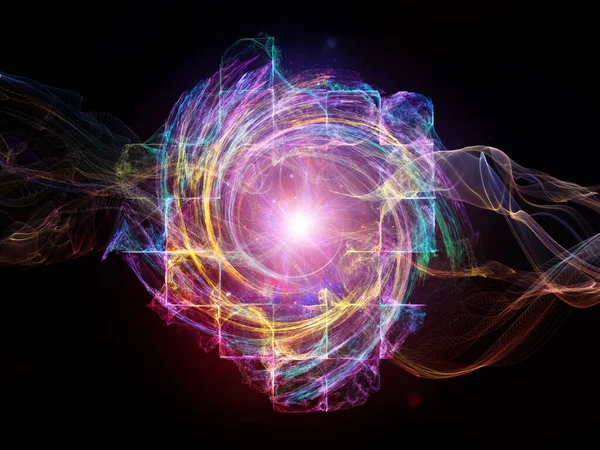 Virtuelle Kräfte Rendering Von Abstrakten Lichtern Und Fraktalen Elementen Zum — Stockfoto