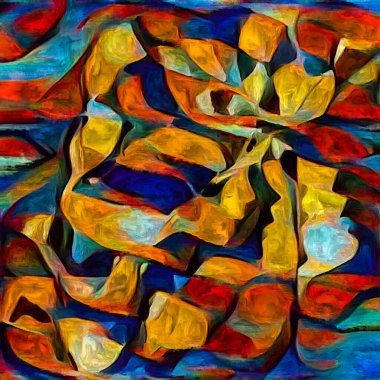 Kayıp Çocuklar. Çocuk yüzleri soyut resim tarzıyla insan durumu şiiri konulu.