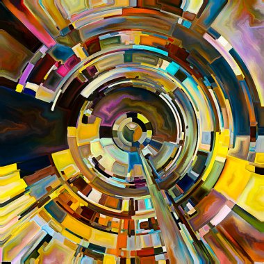 Dua Çemberi serisi. Disk, ışın ve yayılan renk ve organik dokudan oluşan kemerler, ruhsal enerji ve yaşam gücünün kaynağını temsil eder..