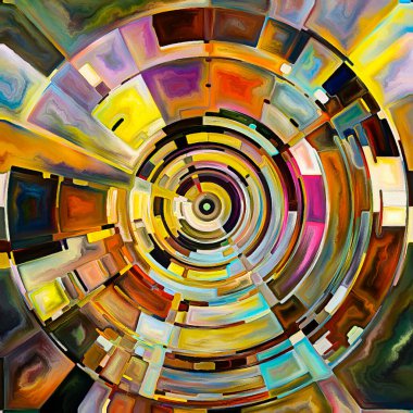 Dua Çemberi serisi. Disk, ışın ve yayılan renk ve organik dokudan oluşan kemerler, ruhsal enerji ve yaşam gücünün kaynağını temsil eder..