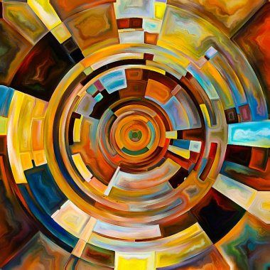 Dua Çemberi serisi. Yaşamın manevi enerjisinin ve gücünün kaynağını temsil eden yayılan renk ve organik dokunun disk, ışın ve kemerlerinin bileşimi.