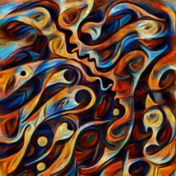 Interwoven Fates Male Female Faces Rendered Abstract Painting Style Subject — Stock Photo, Image