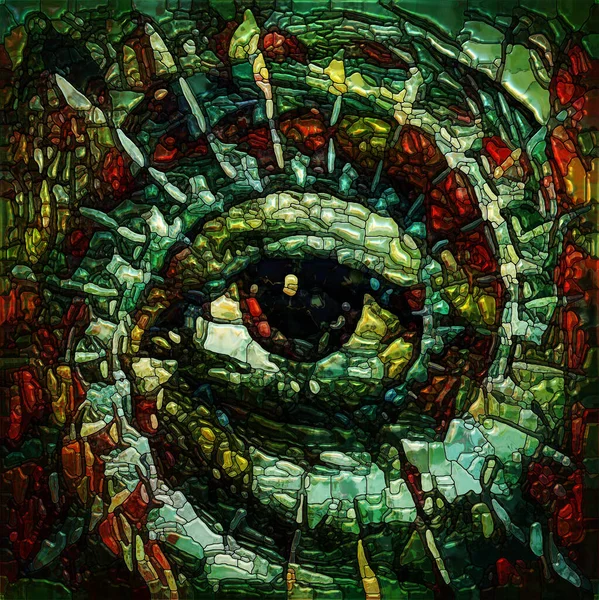 Watching Me series. Stained glass composition with an eye on subject of inner world and religious identity.