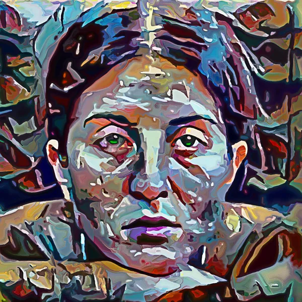 Fragmentação Série Retrato Face Feminina Renderizada Com Manchas Cores Abstratas — Fotografia de Stock