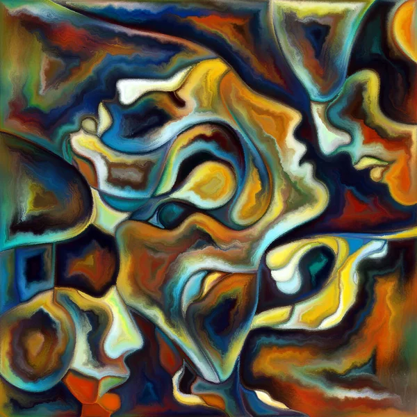 Canvas Close Serie Komposition Von Gesichtern Und Symbolen Farbenfrohen Malstil — Stockfoto