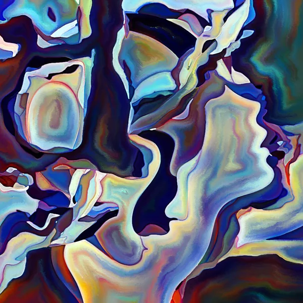 断片化された自己シリーズ 人間の顔は 人間関係 心理学 内的世界 創造性 精神疾患 芸術の主題についてのパターン構成を概説し 描いた — ストック写真
