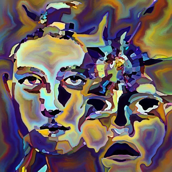 분단된 시리즈 인간의 머리는 심리학 창의력 예술에 주제를 설명하고 추상적 — 스톡 사진