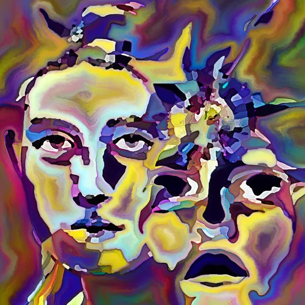 Fragmenterad Self Serie Mänskligt Ansikte Beskriver Och Abstrakt Mönster Sammansättning — Stockfoto