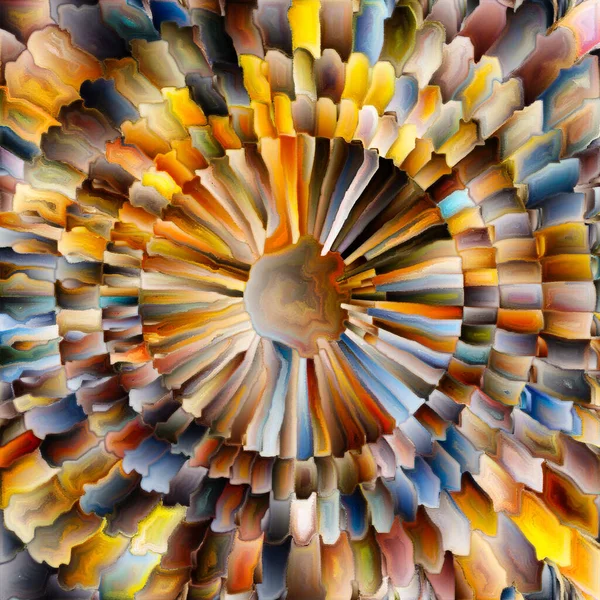 Seria Promiennych Kręgów Kolorowy Abstrakcyjny Projekt Radialny Temat Energii Duchowości — Zdjęcie stockowe