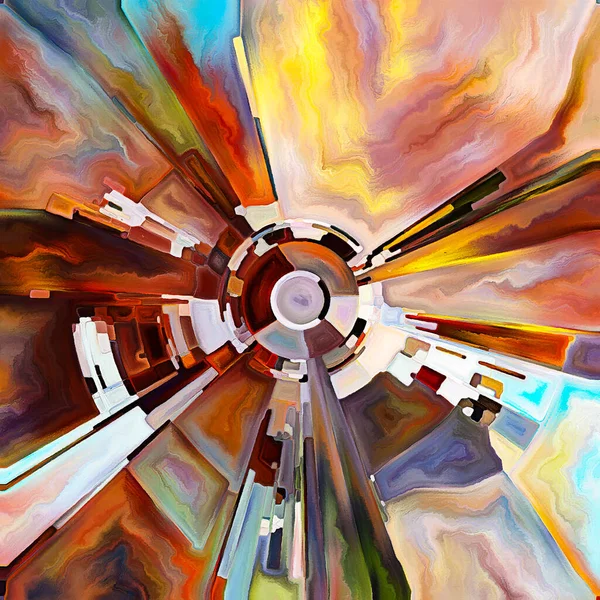 Prayer Circle Series Digital Painting Disk Rays Arches Radiating Color — Stock Photo, Image