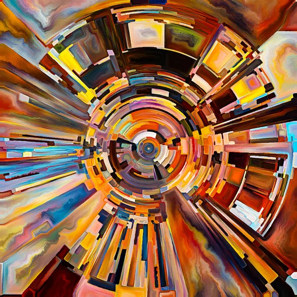 Seria Cercul Rugăciunii Pictură Abstracție Disc Raze Arcuri Culoare Radiantă — Fotografie, imagine de stoc