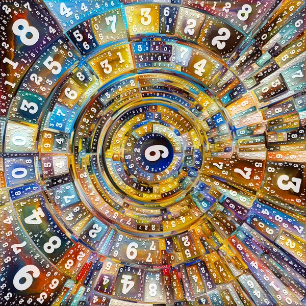 Paint Numbers Series Abstract Colorful Painting Disk Rays Arches Radiating — Stock Photo, Image