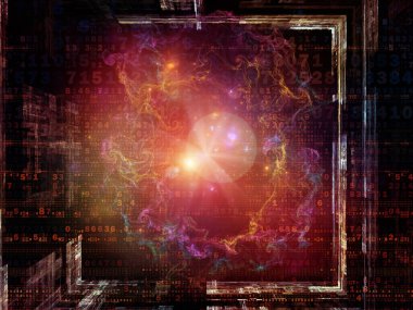 Sayıların, fraktal yapıların ve ışıkların dijital teknoloji ve iletişim konularındaki 3 boyutlu çizimi