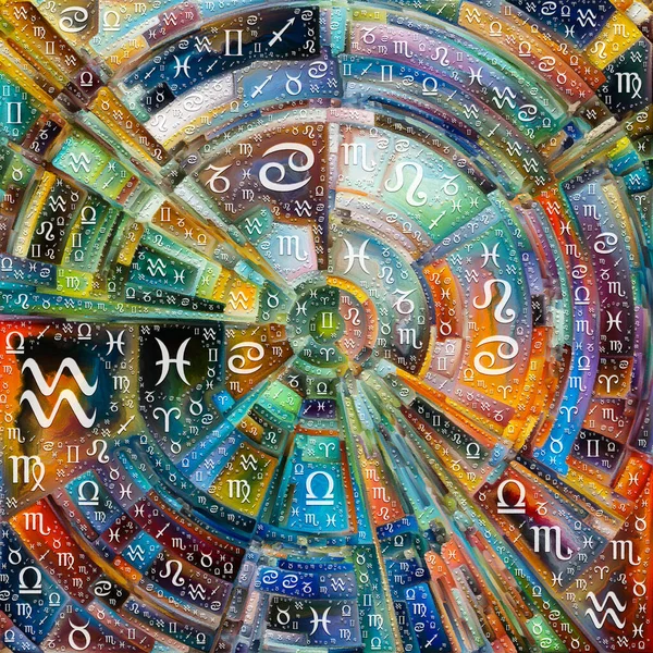Órbitas Série Astrologia Pintura Colorida Abstrata Disco Raios Arcos Cor — Fotografia de Stock