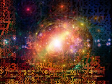 Siyah arkaplan üzerindeki numaralar ve dijital teknoloji ve iletişim konularındaki ışık bileşimi