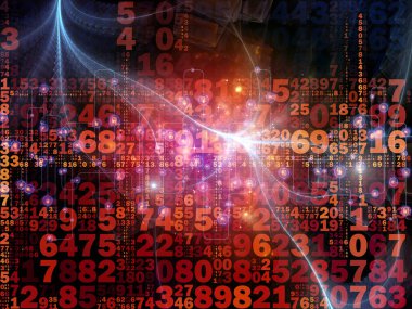 Sayıların, fraktal zarların ve ışıkların dijital teknoloji ve iletişim konularındaki 3 boyutlu çizimi