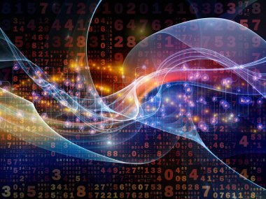 Sayıların, fraktal zarların ve ışıkların dijital teknoloji ve iletişim konularındaki 3 boyutlu çizimi