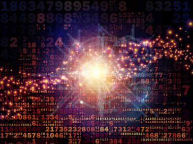 Dijital Sinyal Serisi. Sayılar, elektronik izler ve dijital teknoloji ve iletişim konularındaki ışık kompozisyonu