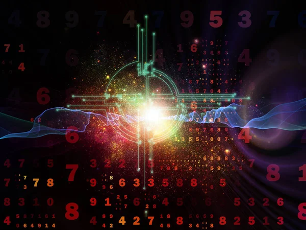 Série Digitálního Připojení Uspořádání Čísel Světel Síťových Uzlů Téma Matematika — Stock fotografie