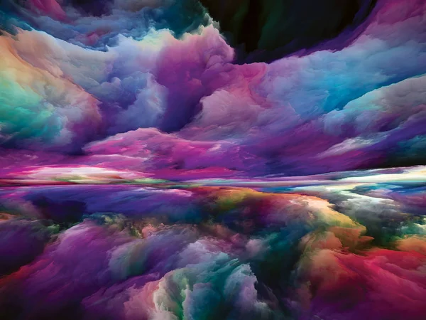 スペクトルの風景 色夢シリーズ 内側の世界 想像力 芸術とデザインのテーマにペイント テクスチャやグラデーション雲の背景デザイン — ストック写真