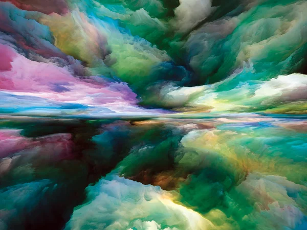 天堂的风景 彩色梦系列 以内部世界 艺术和设计为主题的绘画 纹理和渐变云彩的背景摘要 — 图库照片