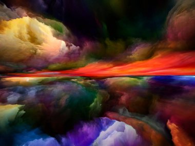 Gökkuşağı manzarası. Color Dreams serisi. Boya, doku ve gradyan bulutların soyut bileşimi iç dünya, hayal gücü, şiir, sanat ve tasarımla ilgili projelerde uygundur.