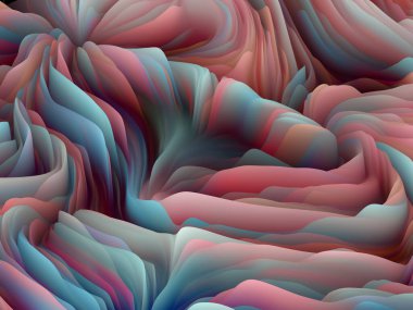 Kaotik Yüzey. Boyutsal Dalga serisi. Girdap Rengi dokusunun sanatsal soyutlaması. Sanat, yaratıcılık ve tasarım konularında 3 boyutlu türbülans oluşturma