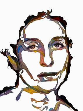 Shade serisinin renkleri. Bireysellik, sanat ve tasarım konularında soyut acı öğelerinden yapılmış kadın portresi.