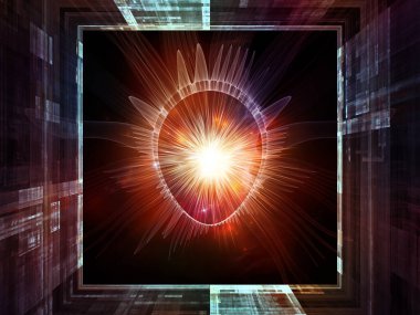 Sanal Hayalet serisi. Fraktal boynuzlu kafa biçimleri, bilgisayar bilimi, teknoloji ve eğitim konularında 3D dikdörtgen biçimine karşıdır..