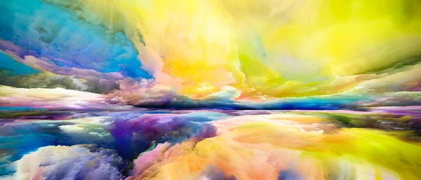 Rainbow Landscape Série Sonhos Cor Composição Abstrata Tintas Texturas Nuvens — Fotografia de Stock