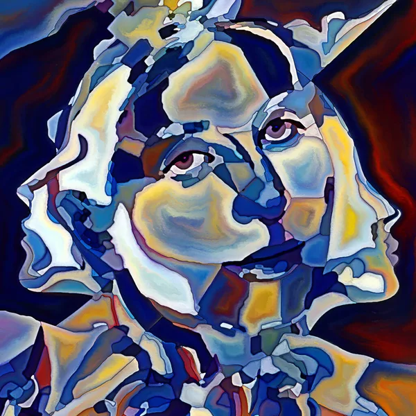 분단된 시리즈 인간의 얼굴은 심리학 창의력 예술에 구성을 줍니다 — 스톡 사진