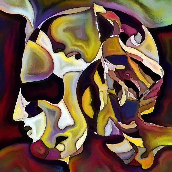 Fragmented Self Series Human Head Outlines Abstract Pattern Composition Subject — Stock Photo, Image