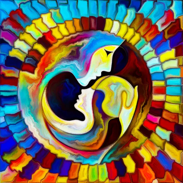Mammas Och Barns Cirkelserie Färgglada Abstraktion Ämnet Barndom Och Föräldraskap — Stockfoto