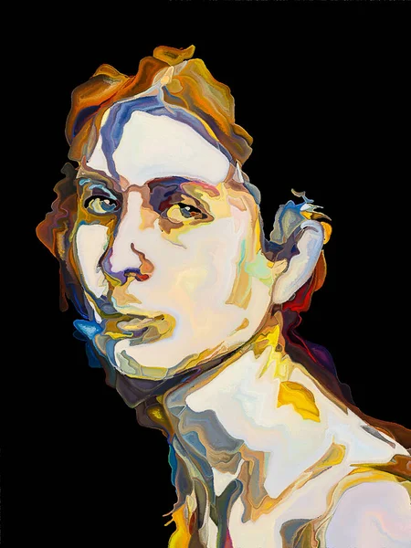 Your Colors Series Female Portrait Rendered Patches Digital Paint Subject — Stock Photo, Image