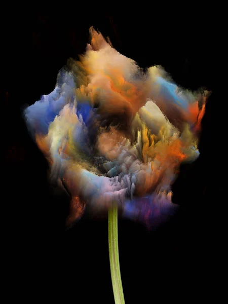 Fiori Serie Colori Rose Vernice Frattale Sul Nero Tema Gioia — Foto Stock