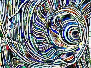 Tasarım Parçaları. Lekeli Camlar Birliği serisi. Parçalanma, sanat, şiir ve tasarım bütünlüğü temasının renk ve doku parçalarından oluşan soyut arkaplan